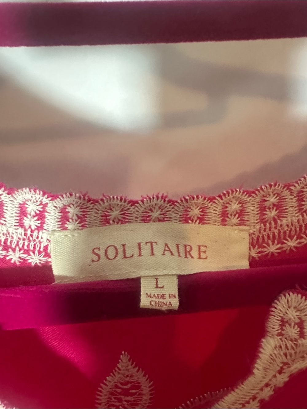 Solitaire Fuchsia Tunic with Cream Floral Embroidery - Picture 2 of 5